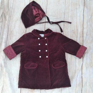 Carolina Zapf velvet coat and hat sz 2T